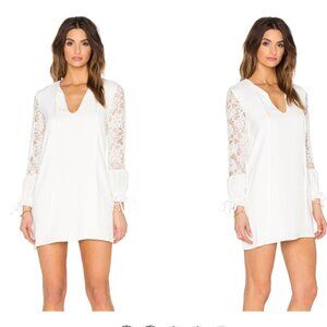 Alexis Maxine Dress Long Sleeve Tie Bow Neck Semi Sheer Lace White Size Large